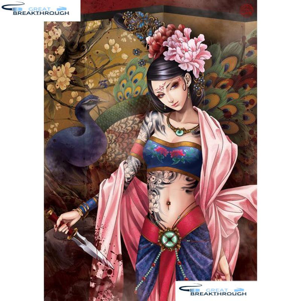 HOMFUN Full Square/Round Drill 5D DIY Diamond Painting "Japanese woman" Embroidery Cross Stitch 5D Home Decor Gift A08067