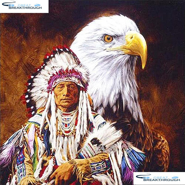 HOMFUN Full Square/Round Drill 5D DIY Diamond Painting "Indian Eagle" 3D Embroidery Cross Stitch 5D Home Decor A07511