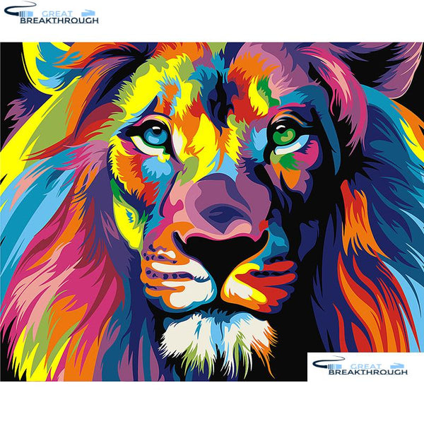 HOMFUN Full Square/Round Drill 5D DIY Diamond Painting "Animal color lion" Embroidery Cross Stitch 3D Home Decor Gift A16874