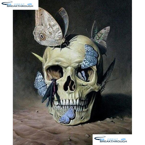 HOMFUN Diy 5d Diamond Painting "Skull butterfly" Cross Stitch Square Round Diamond Embroidery Handwork Rhinestone Art A27336