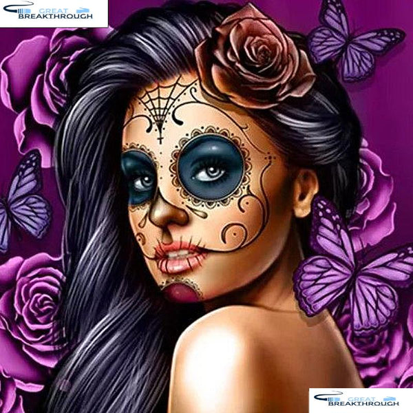 HOMFUN Full Square/Round Drill 5D DIY Diamond Painting "Skull girl" 3D Embroidery Cross Stitch 5D Home Decor A07414