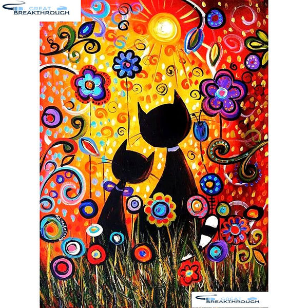 HOMFUN Full Square/Round Drill 5D DIY Diamond Painting "Cat & flower" Embroidery Cross Stitch 5D Home Decor Gift A01344
