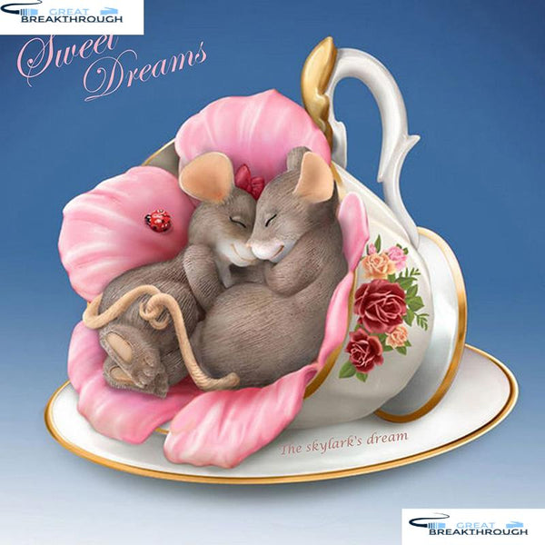 HOMFUN Full Square/Round Drill 5D DIY Diamond Painting "Cup mouse" 3D Embroidery Cross Stitch 5D Decor Gift A13112