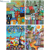 HOMFUN Full Square/Round Drill 5D DIY Diamond Painting "Abstract house" 3D Embroidery Cross Stitch 5D Home Decor Gift