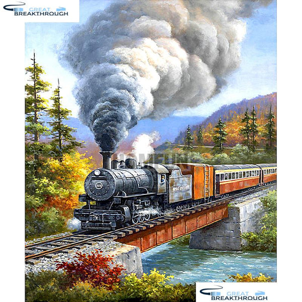HOMFUN Full Square/Round Drill 5D DIY Diamond Painting "Train landscape" Embroidery Cross Stitch 5D Home Decor Gift A01809