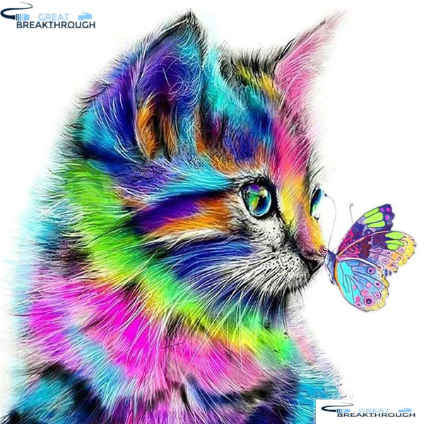 HOMFUN Full Square/Round Drill 5D DIY Diamond Painting "Cat butterfly" 3D Embroidery Cross Stitch 5D Home Decor Gift A13636