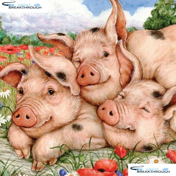 HOMFUN Full Square/Round Drill 5D DIY Diamond Painting "Animal pig" 3D Embroidery Cross Stitch 5D Home Decor A17661