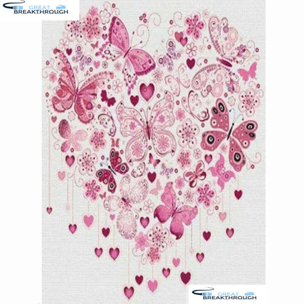 HOMFUN Full Square/Round Drill 5D DIY Diamond Painting "Butterfly heart" 3D Embroidery Cross Stitch 5D Home Decor A14973