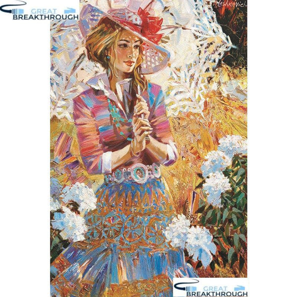 HOMFUN Full Square/Round Drill 5D DIY Diamond Painting "girl & umbrella" 3D Embroidery Cross Stitch 5D Home Decor A01101