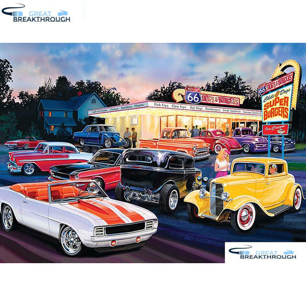HOMFUN Full Square/Round Drill 5D DIY Diamond Painting "Car scenery" 3D Embroidery Cross Stitch 5D Home Decor A13051