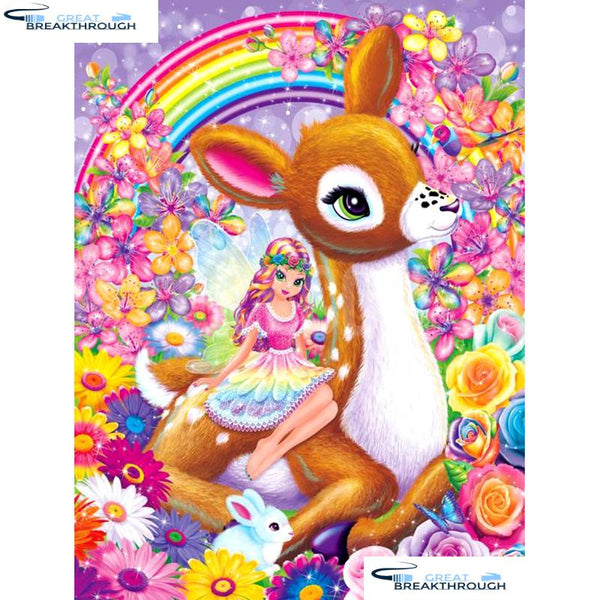 HOMFUN Full Square/Round Drill 5D DIY Diamond Painting "Deer & Princess" Embroidery Cross Stitch 5D Home Decor Gift A07489