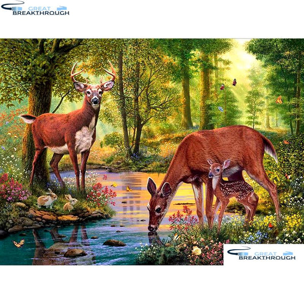 HOMFUN Full Square/Round Drill 5D DIY Diamond Painting "Forest deer" Embroidery Cross Stitch 5D Home Decor Gift A08439