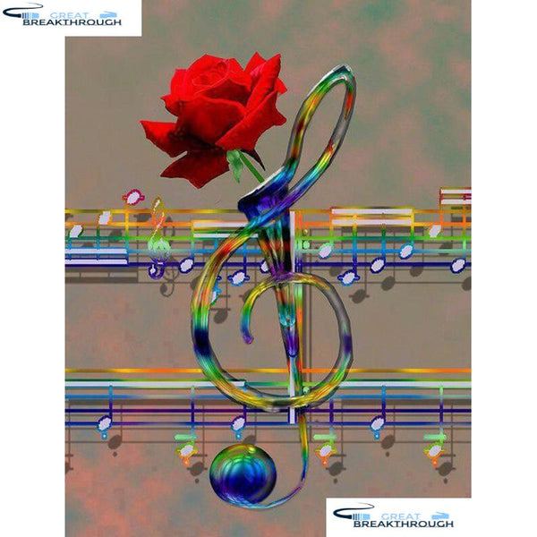 HOMFUN Full Square/Round Drill 5D DIY Diamond Painting "Music rose flower" 3D Diamond Embroidery Cross Stitch Home Decor A21360