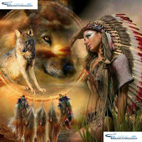 HOMFUN Full Square/Round Drill 5D DIY Diamond Painting "Beautiful wolf" 3D Embroidery Cross Stitch 5D Decor Gift A18015