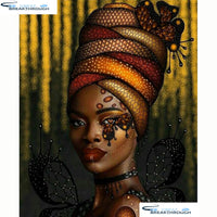 HOMFUN Full Square/Round Drill 5D DIY Diamond Painting "African beauty" 3D Diamond Embroidery Cross Stitch Home Decor A20099