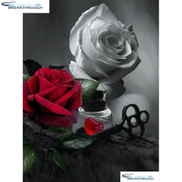 HOMFUN Full Square/Round Drill 5D DIY Diamond Painting "Red White rose" 3D Embroidery Cross Stitch 5D Home Decor A00695