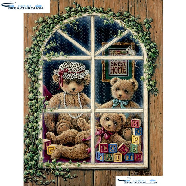 HOMFUN Full Square/Round Drill 5D DIY Diamond Painting "Bear family" Embroidery Cross Stitch 5D Home Decor Gift A01259