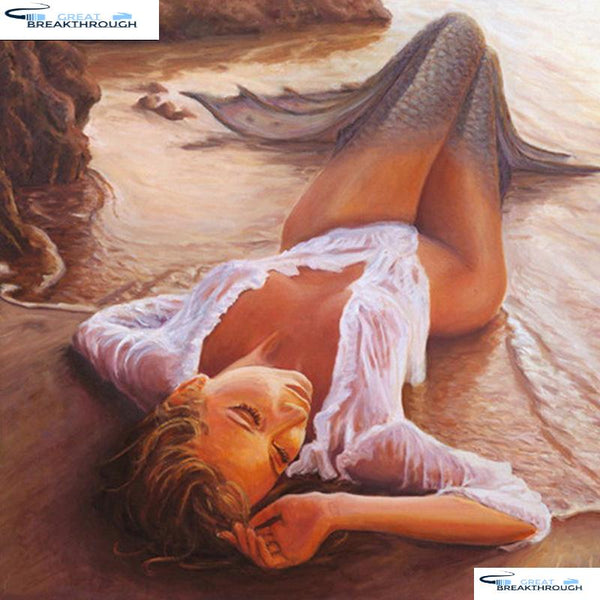 HOMFUN Full Square/Round Drill 5D DIY Diamond Painting "Mermaid beauty" 3D Embroidery Cross Stitch 5D Decor Gift A00570