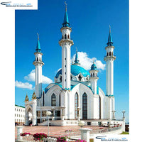 HOMFUN Full Square/Round Drill 5D DIY Diamond Painting "Religious mosque" Embroidery Cross Stitch 5D Home Decor Gift A01672