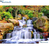 HOMFUN Full Square/Round Drill 5D DIY Diamond Painting "scenery Waterfall" 3D Embroidery Cross Stitch 5D Decor Gift A00536