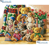 HOMFUN Full Square/Round Drill 5D DIY Diamond Painting "Flower bear" Embroidery Cross Stitch 5D Home Decor Gift A14145