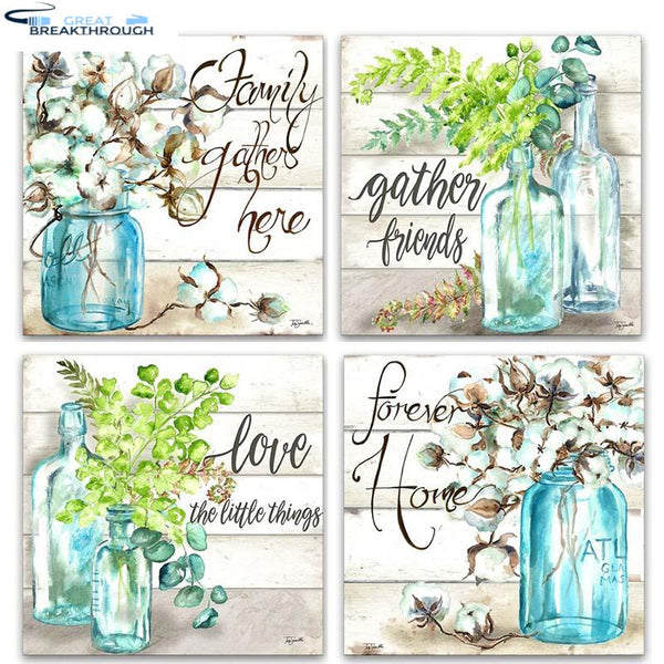 HOMFUN Full Square/Round Drill 5D DIY Diamond Painting "flower home" 3D Diamond Embroidery Cross Stitch 5D Home Decor bk01