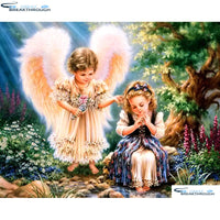 HOMFUN Full Square/Round Drill 5D DIY Diamond Painting "Angel girl scenery" Embroidery Cross Stitch 3D Home Decor Gift A00502