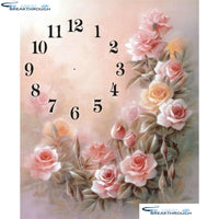 HOMFUN 5D Diamond Pattern Rhinestone Needlework Diy Diamond Painting Cross Stitch "Clock flower" Diamond Embroidery A21385