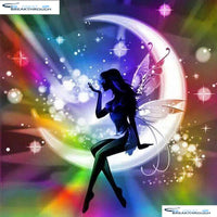HOMFUN Full Square/Round Drill 5D DIY Diamond Painting "fairy on moon" 3D Embroidery Cross Stitch 5D Decor Gift A01179