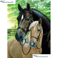 HOMFUN Full Square/Round Drill 5D DIY Diamond Painting "Two horse Love" Embroidery Cross Stitch 5D Home Decor Gift A00930