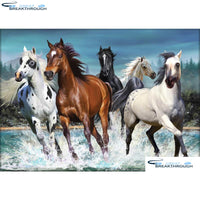 HOMFUN Full Square/Round Drill 5D DIY Diamond Painting "Animal horse" Embroidery Cross Stitch 5D Home Decor Gift A14443