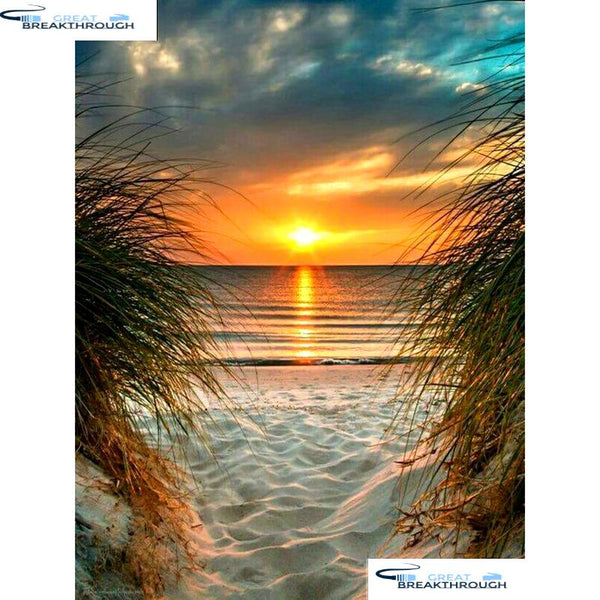 HOMFUN Full Square/Round Drill 5D DIY Diamond Painting "Seaside sunset" Embroidery Cross Stitch 5D Home Decor Gift A08438