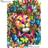 HOMFUN 5d Diamond Painting Full Square/Round "Lion butterfly" Picture Of Rhinestone DIY Diamond Embroidery Home Decor A19900