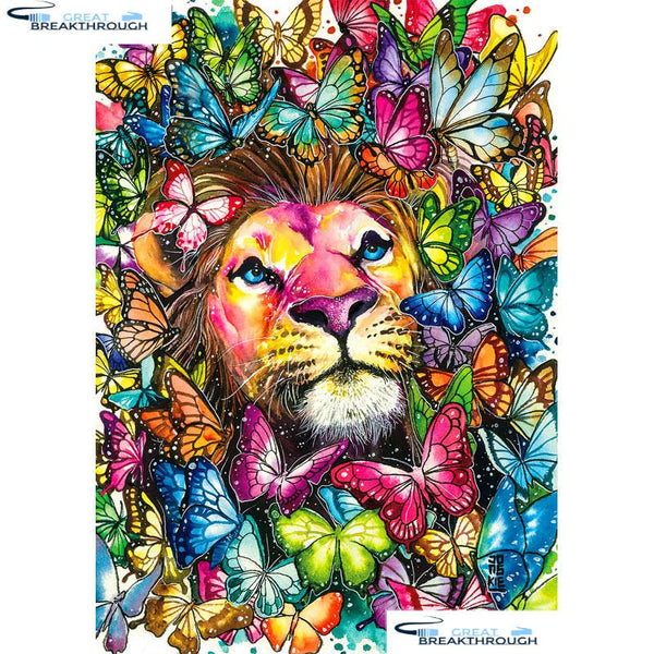 HOMFUN 5d Diamond Painting Full Square/Round "Lion butterfly" Picture Of Rhinestone DIY Diamond Embroidery Home Decor A19900