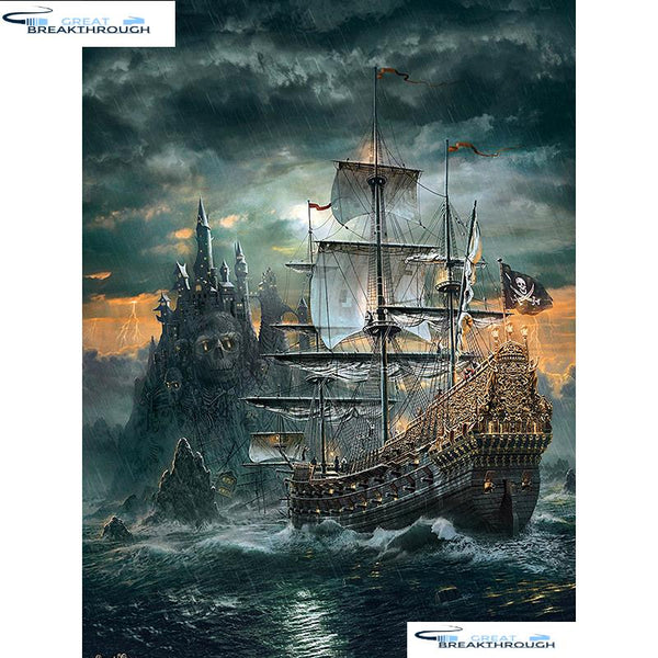 HOMFUN Full Square/Round Drill 5D DIY Diamond Painting "Skull pirate ship" Embroidery Cross Stitch 5D Home Decor Gift A01632