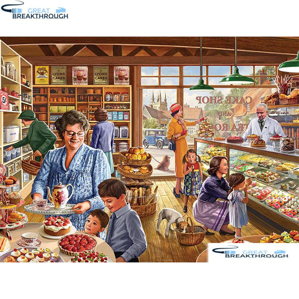 HOMFUN Full Square/Round Drill 5D DIY Diamond Painting "The Cake Shop" 3D Embroidery Cross Stitch 5D Home Decor A00809