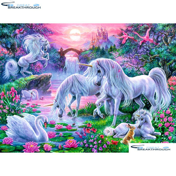 HOMFUN Square/Round Drill 5D DIY Diamond Painting "Unicorn Animals" Embroidery Cross Stitch Full Rhinestone Decor A07017