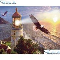 HOMFUN Diamond Painting Cross Stitch Pattern 5D Diamond Embroidery "Lighthouse eagle sea" Home Decor DIY diamond Art A30224