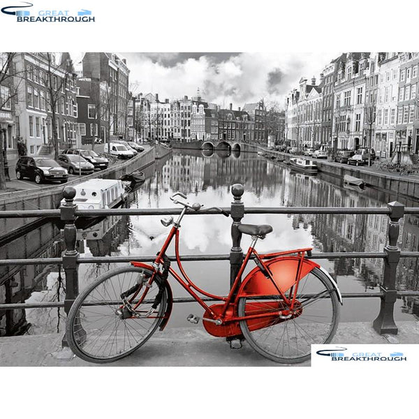 HOMFUN Full Square/Round Drill 5D DIY Diamond Painting "Amsterdam Red bicycle" 3D Embroidery Cross Stitch 5D Decor A01052