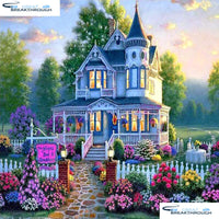 HOMFUN Full Square/Round Drill 5D DIY Diamond Painting "Garden Castle" 3D Embroidery Cross Stitch 5D Home Decor A07666