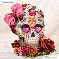 HOMFUN Full Square/Round Drill 5D DIY Diamond Painting "Skull rose" 3D Embroidery Cross Stitch 5D Home Decor A07637