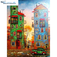 HUACAN Scenic Diamond Painting Cross Stitch Children's Room Decor DIY Cartoon House Diamond Embroidery Patterns Rhinestone F1670