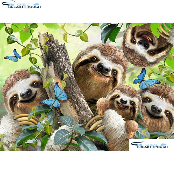 HOMFUN DIY 5D Diamond Painting "Animal sloth" Full Diamond Embroidery Sale Picture Of Rhinestones For Festival Gifts A15328