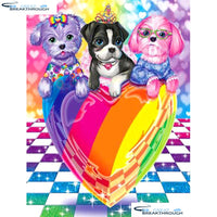 HOMFUN Full Square/Round Drill 5D DIY Diamond Painting "Dog heart" Embroidery Cross Stitch 5D Home Decor Gift A14758