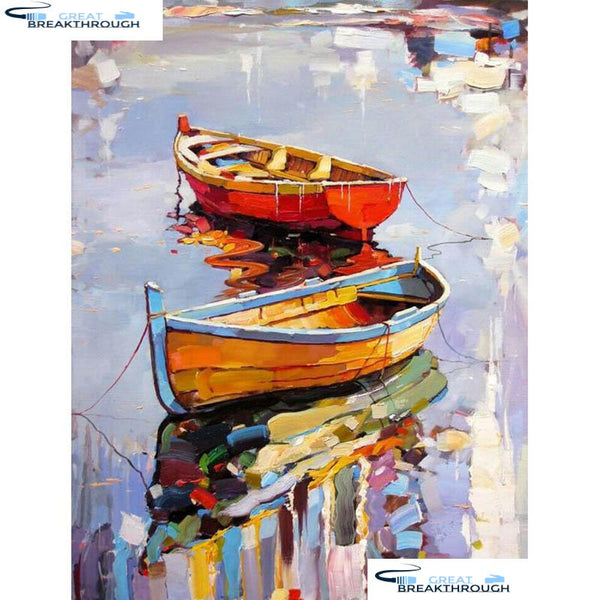 HOMFUN Full Square/Round Drill 5D DIY Diamond Painting "Boat scenery" Embroidery Cross Stitch 3D Home Decor Gift A17668