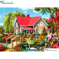 HOMFUN Full Square/Round Drill 5D DIY Diamond Painting "Garden & house" Embroidery Cross Stitch 5D Home Decor Gift A01693
