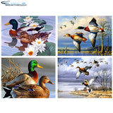 HOMFUN Diamond painting "Flower duck landscape" Full Square/Round Drill Wall Decor Inlaid Resin Embroidery Craft Cross stitch