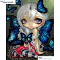 HOMFUN Full Square/Round Drill 5D DIY Diamond Painting "Butterfly girl" Embroidery Cross Stitch 3D Home Decor Gift A14667