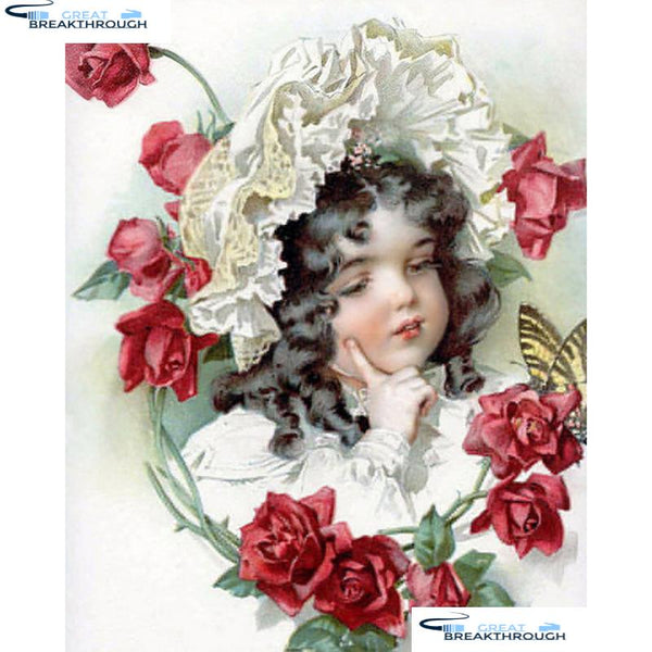 HOMFUN Full Square/Round Drill 5D DIY Diamond Painting "Flower girl" Embroidery Cross Stitch 5D Home Decor Gift A17872