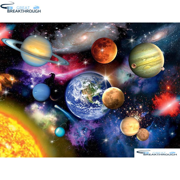 HOMFUN Full Square/Round Drill 5D DIY Diamond Painting "Space planet" 3D Embroidery Cross Stitch 5D Home Decor A01049